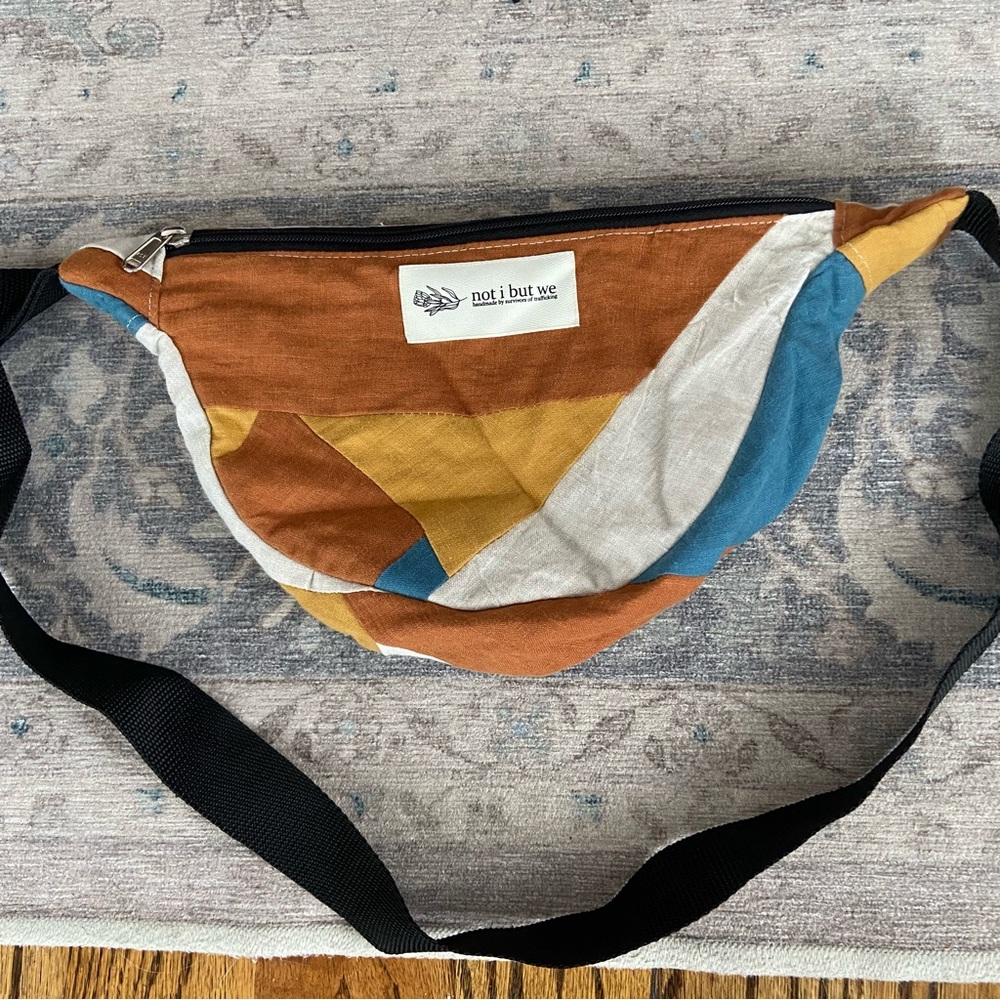 Not I But We Patchwork Cross Body Belt Bag NWOT